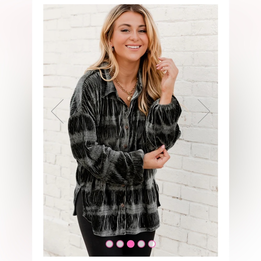 Pink Lily “My Favorite Song Olive Velvet Blouse”